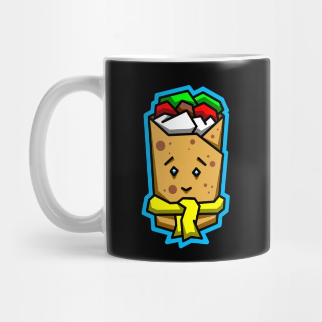 Cute Frozen Burrito in a Yellow Scarf - Mexican Food Lover Gift - Burrito by Bleeding Red Paint